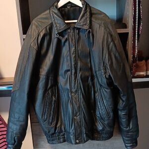 Vintage Men's Black Leather Jacket by Cordovan of Montreal